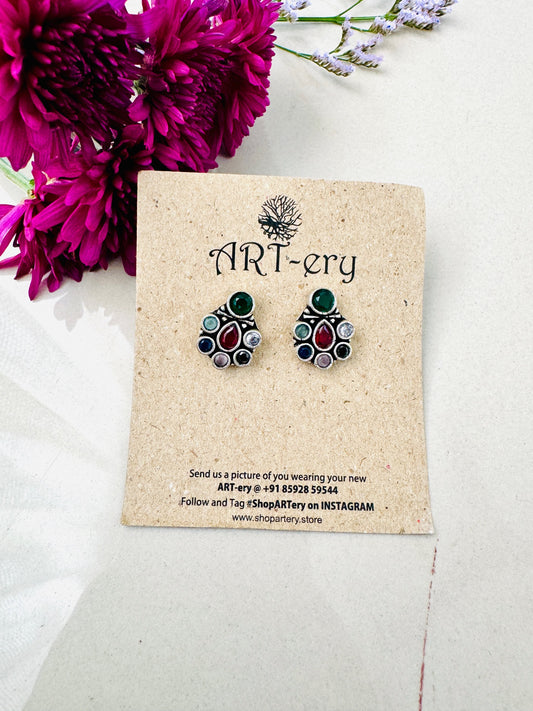 Classic Oxidised Silver Earrings – Lightweight, Affordable, Daily Wear - Multi color
