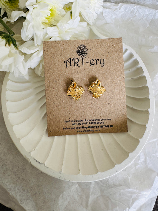 Textured gold hammered earrings from trivandrum