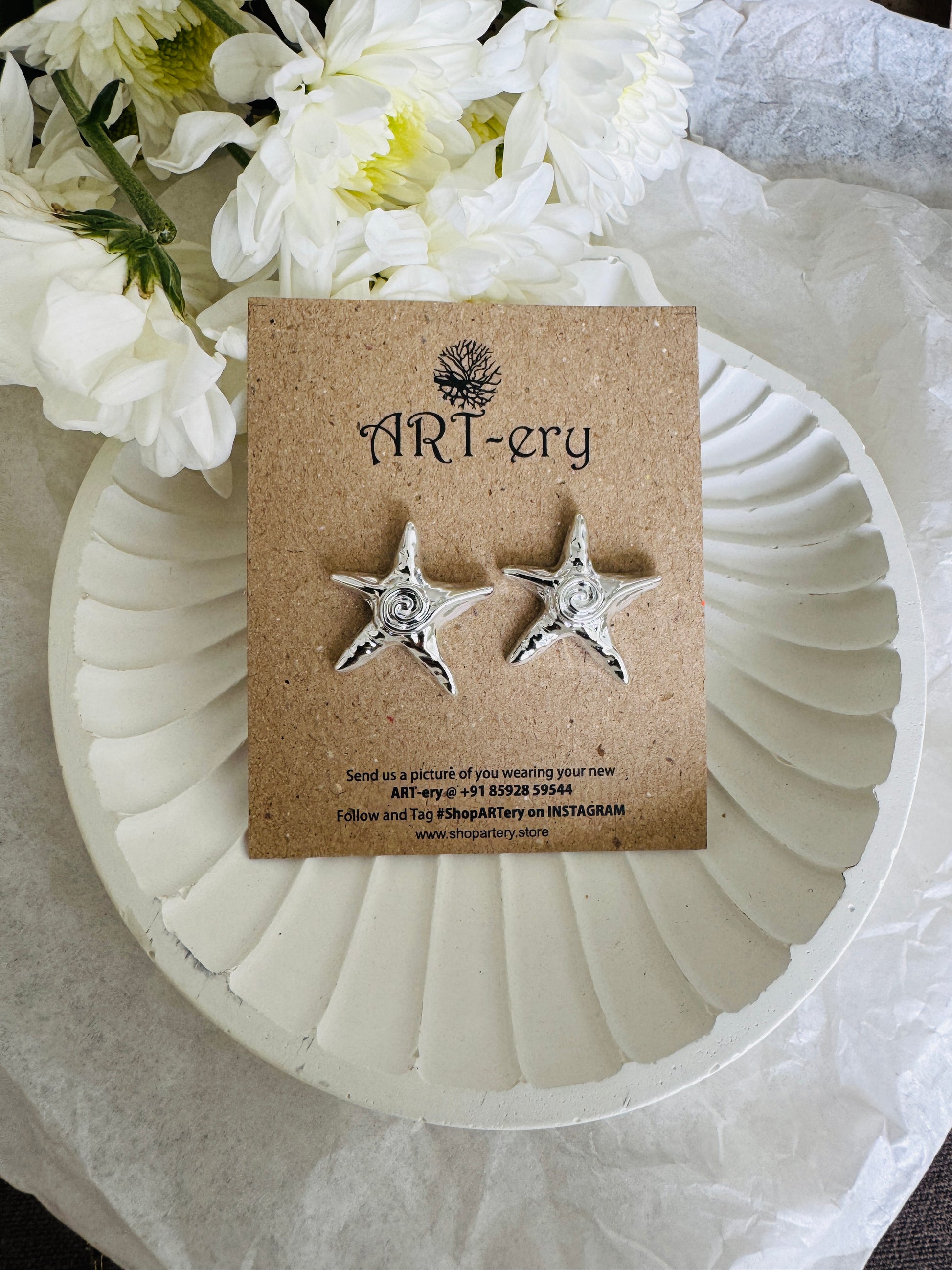 Star fish silver earrings 