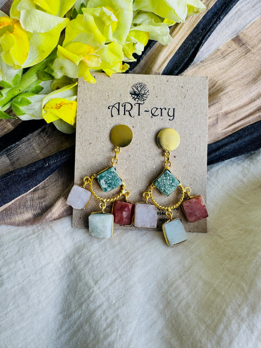Brass earrings with Earthy tones
