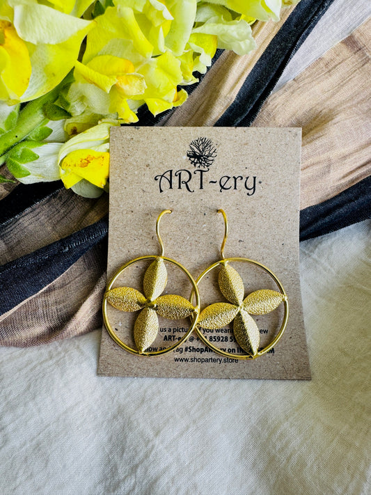 Brass earrings with petals
