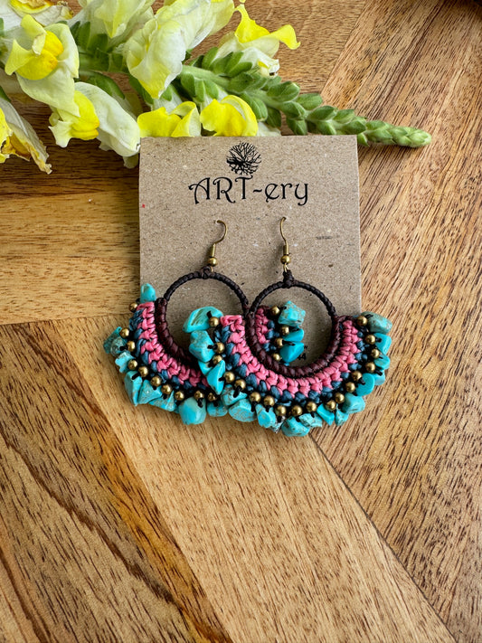 Colorful Beaded Thread Dangler Earrings – Handmade by Far East Artisans | ART-ery Jewellery