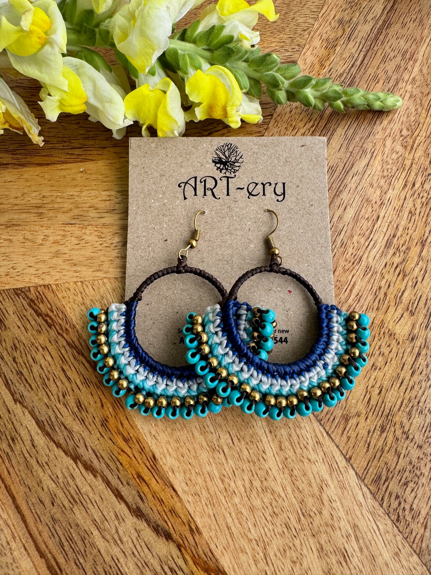 Colorful Beaded Thread Dangler Earrings – Handmade by Far East Artisans | ART-ery Jewellery