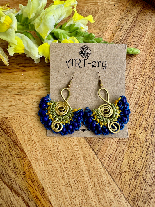 Colorful Beaded Thread Dangler Earrings – Handmade by Far East Artisans | ART-ery Jewellery