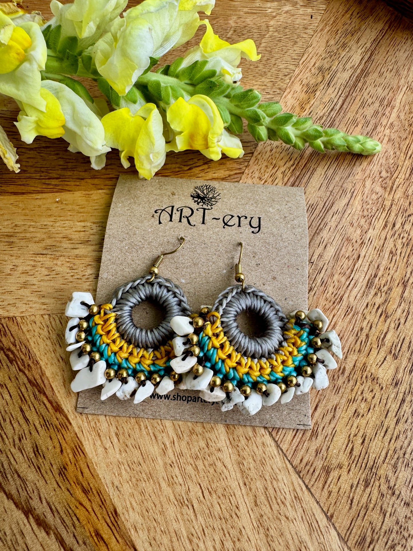 Colorful Beaded Thread Dangler Earrings – Handmade by Far East Artisans | ART-ery Jewellery  - Red and blue