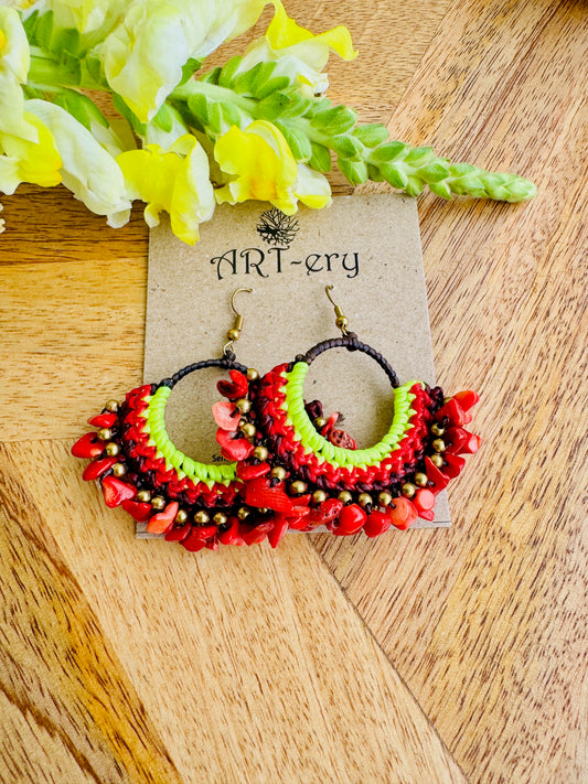 Colorful Beaded Thread Dangler Earrings – Handmade by Far East Artisans | ART-ery Jewellery