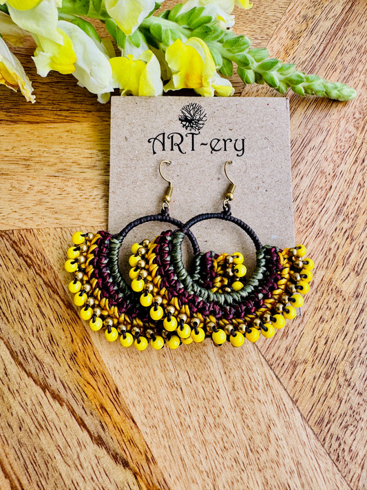 Colorful Beaded Thread Dangler Earrings – Handmade by Far East Artisans | ART-ery Jewellery