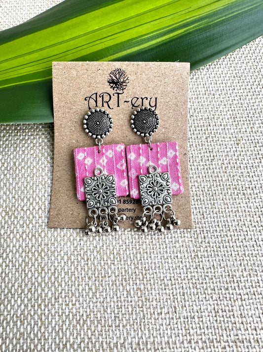 Fabric earrings lightweight earrings - Pink