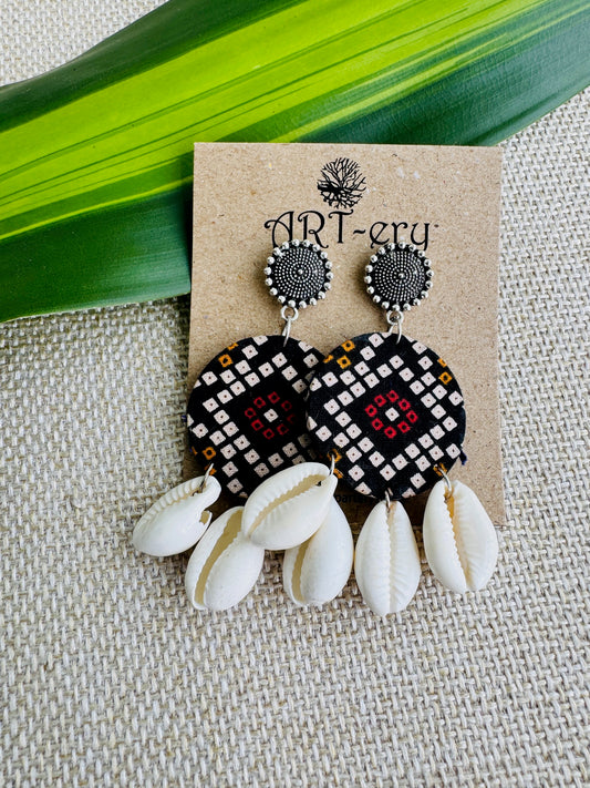 Fabric earrings lightweight earrings with shells