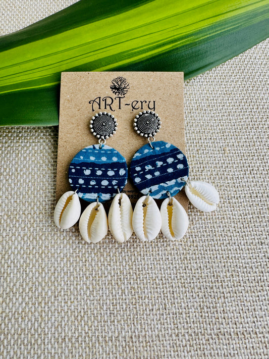 Fabric earrings lightweight earrings with shells