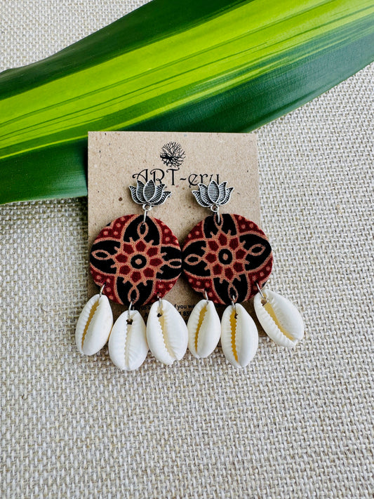 Fabric earrings lightweight earrings with shells