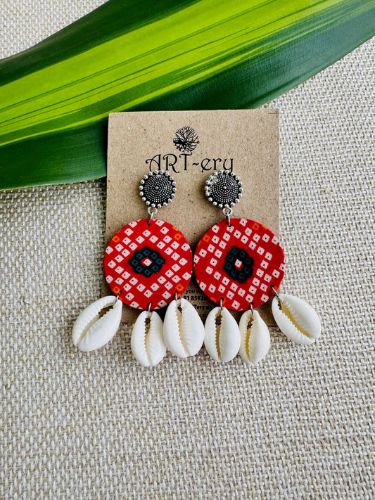 Fabric earrings lightweight earrings with shells