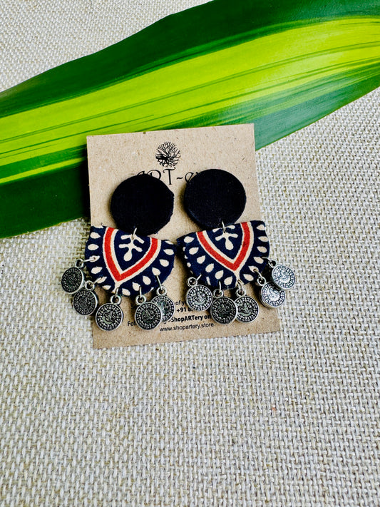 Fabric earrings lightweight earrings - Deep blue