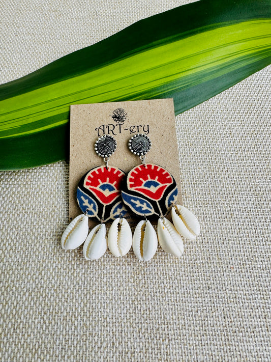 Fabric earrings lightweight earrings with shells