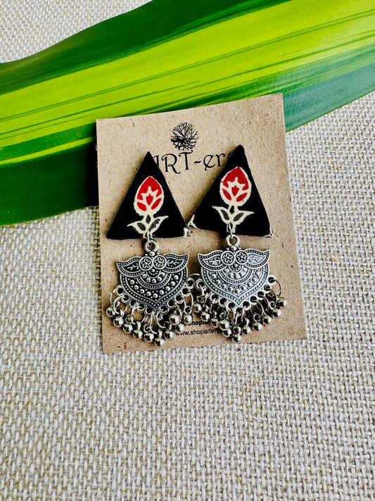 Fabric earrings lightweight earrings  - Black