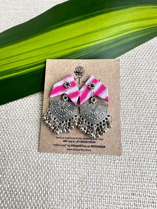 Fabric earrings lightweight earrings - Pink earrings