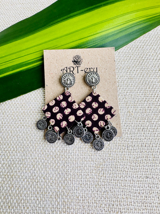 Lightweight fabric earrings colorful bandhini