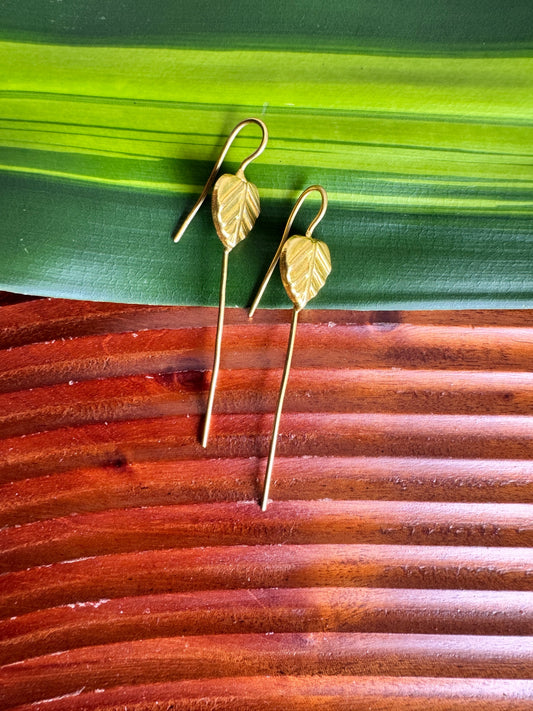 Brass leaf ear cuff