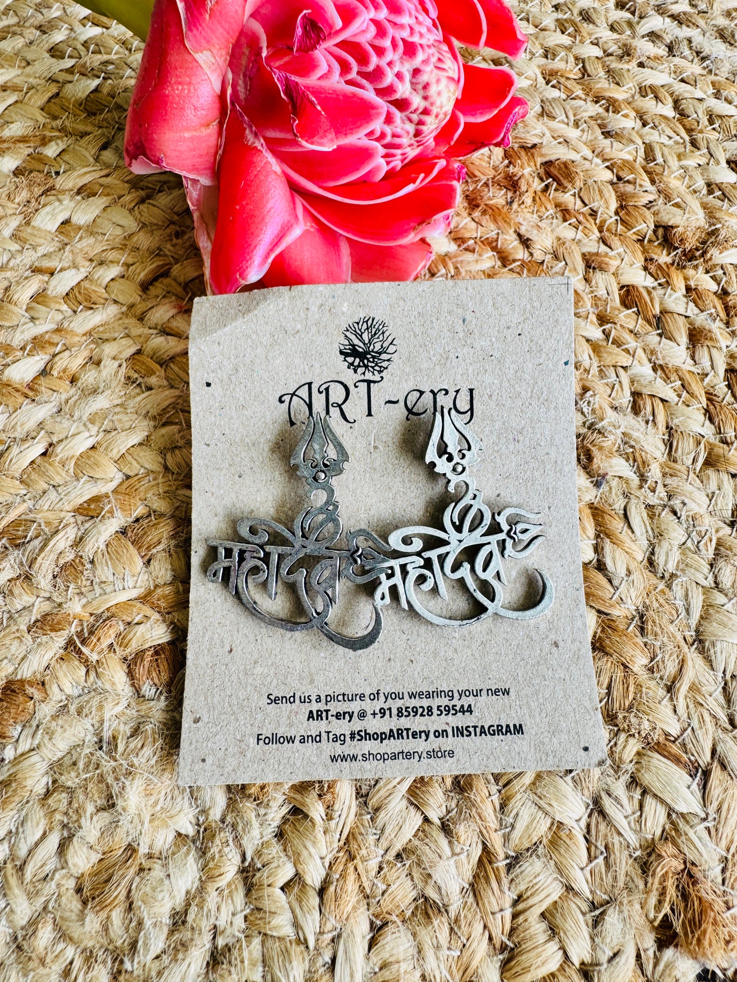 Look alike silver Mahadev earrings