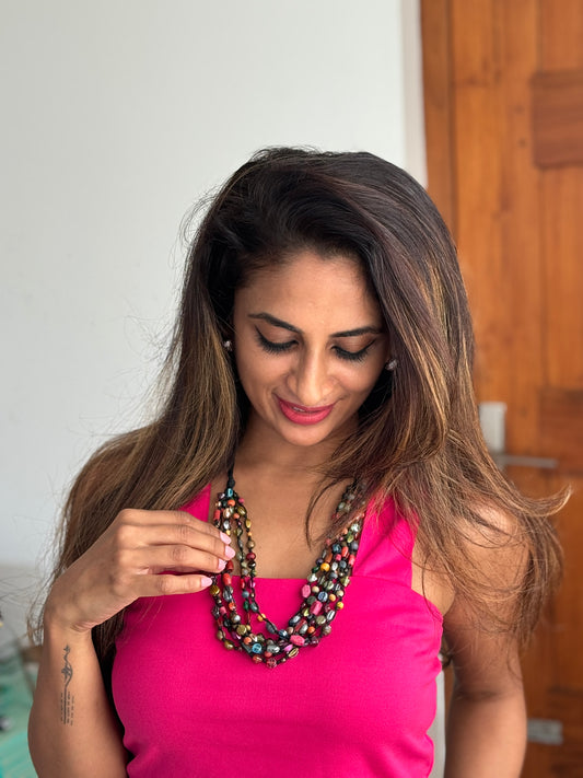 Necklace - Big falling colourful beads