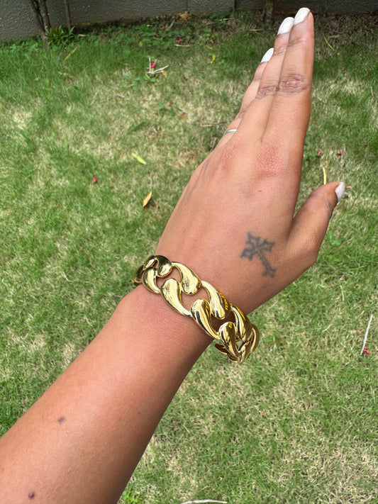 Chunky chain arm cuff - Gold