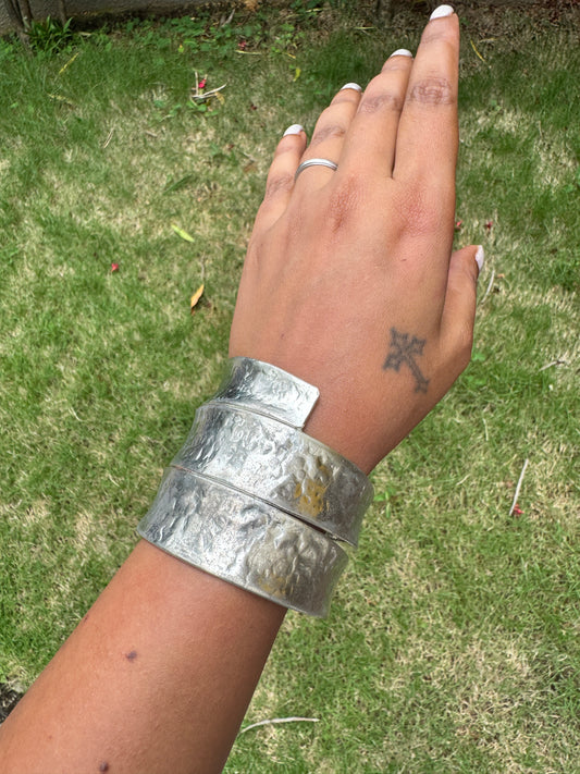 Bold and Chunky Arm Cuff - Silver