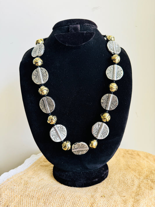 Long adjustable coin necklace  - Two tone