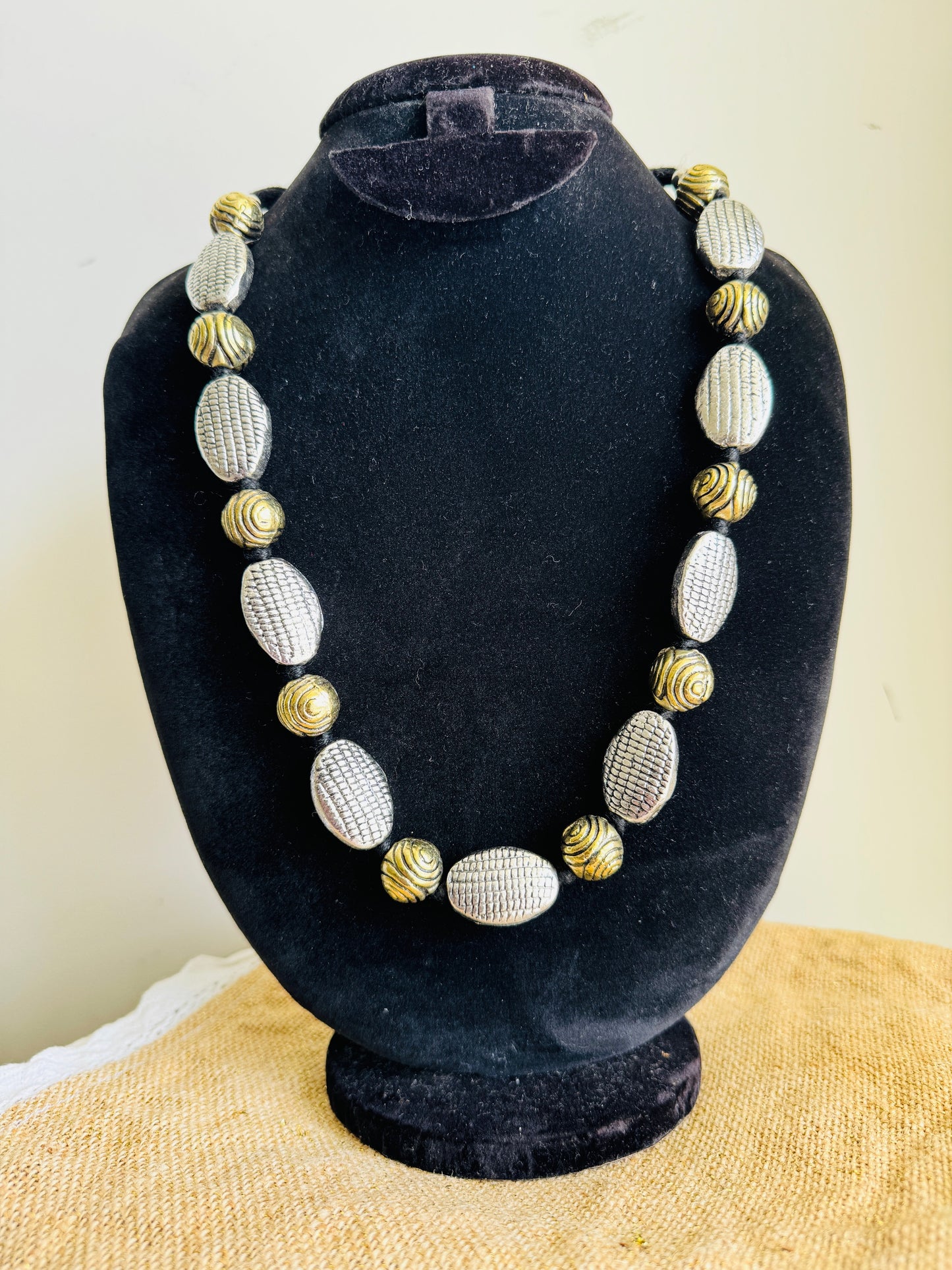 Long adjustable metal necklace from ART-ery - Two tone