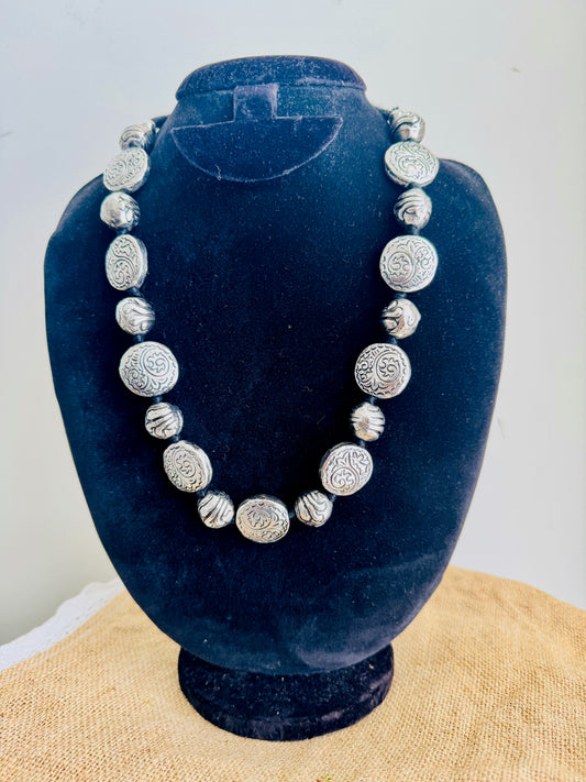 Oxidised Silver Beads Necklace