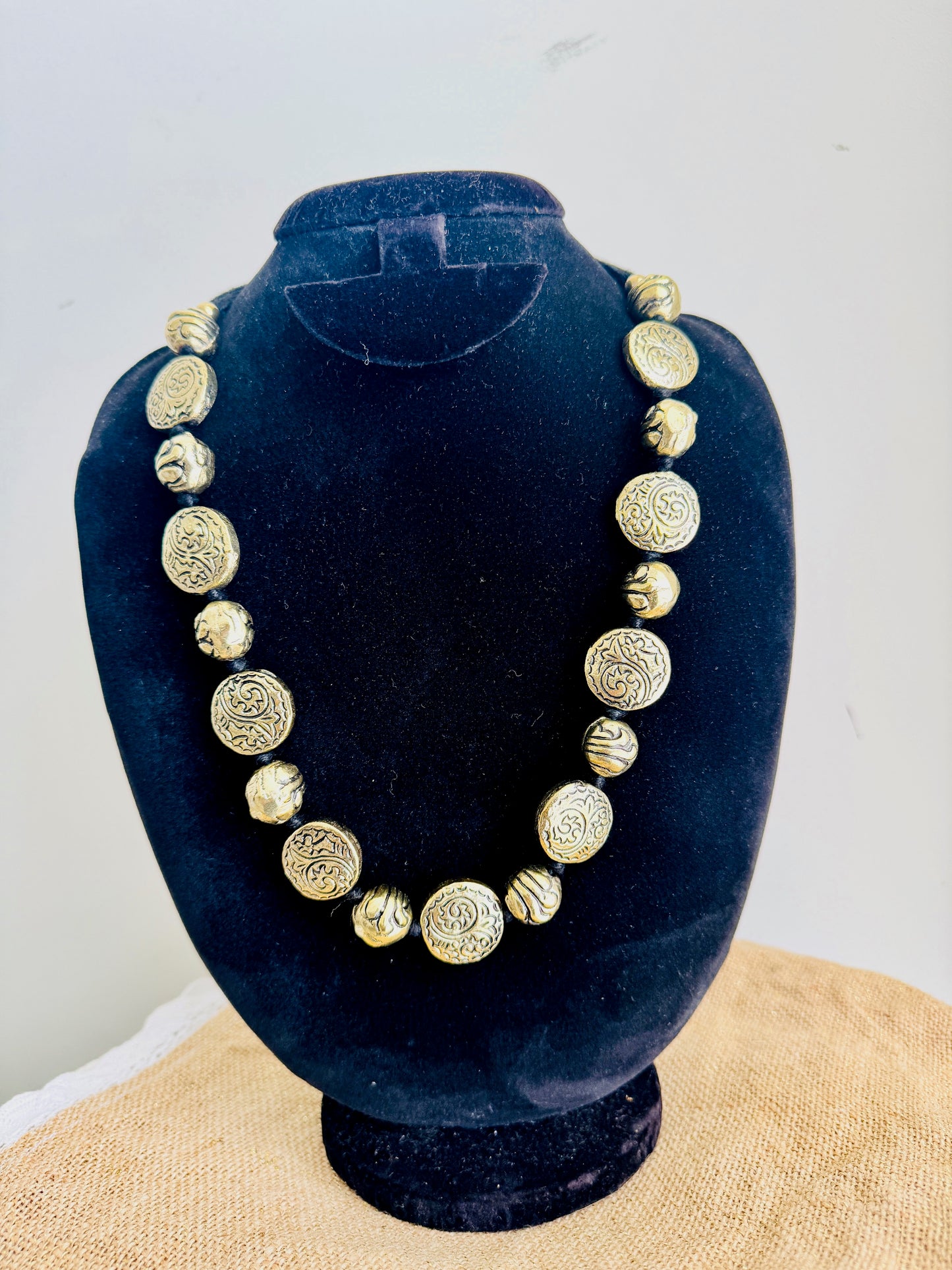 Oxidised Gold Beads Necklace
