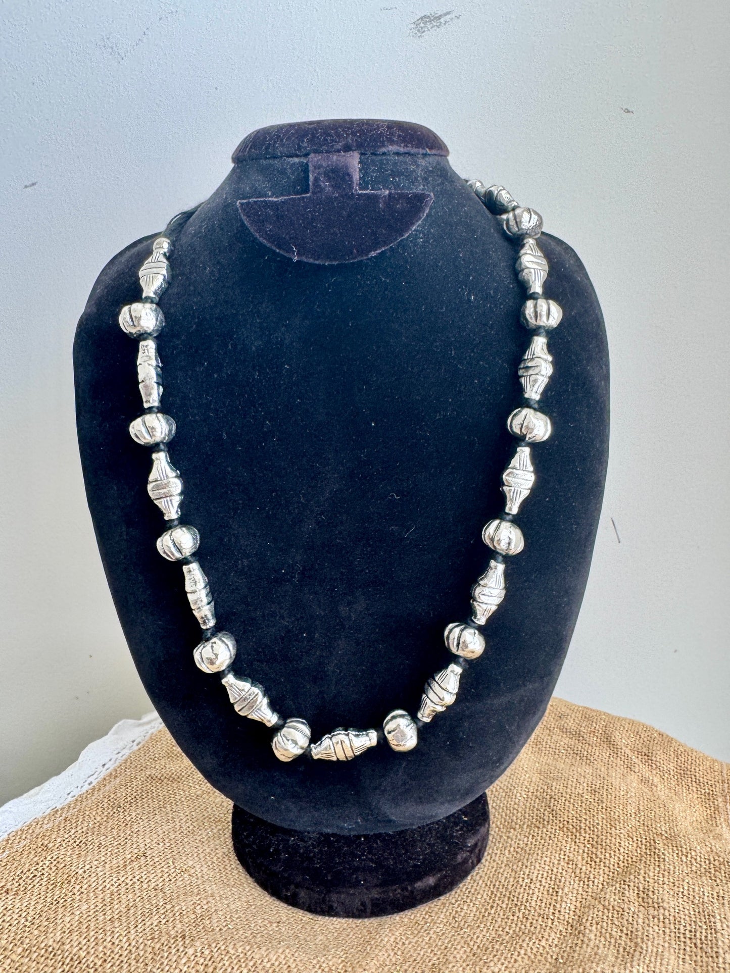 Mini Dhol Silver Necklace