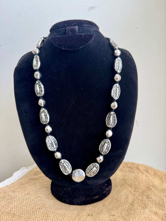 Oxidised Silver Beads Necklace