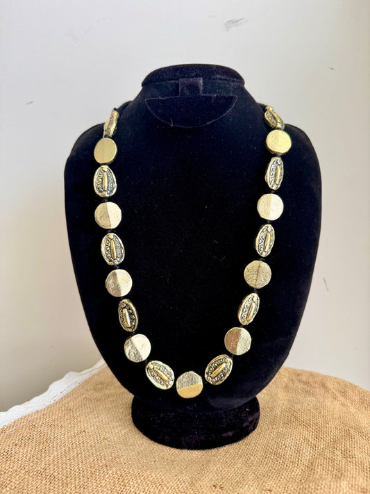 Oxidised silver necklace gold tone metal necklace