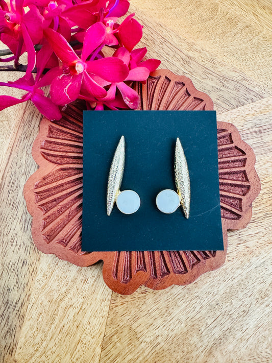 Brass earrings - Patterns and stone