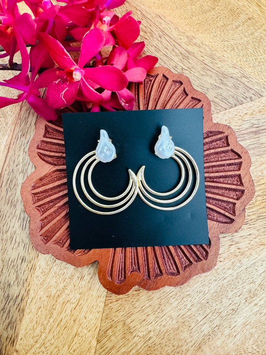 Brass Earrings - demi-hoop