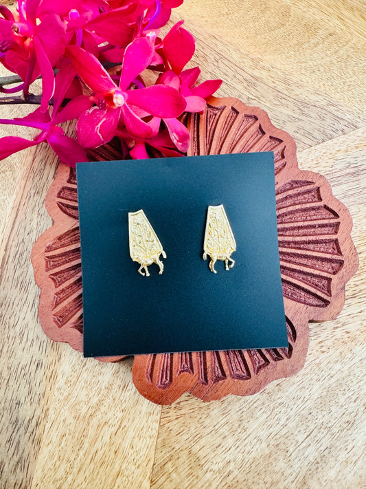 Brass Earrings with ornate horse