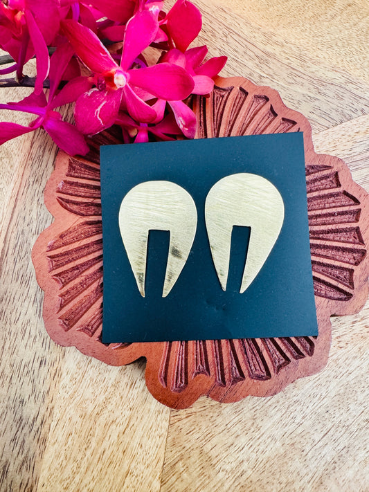 Brass earrings with - Shapes with matte finish