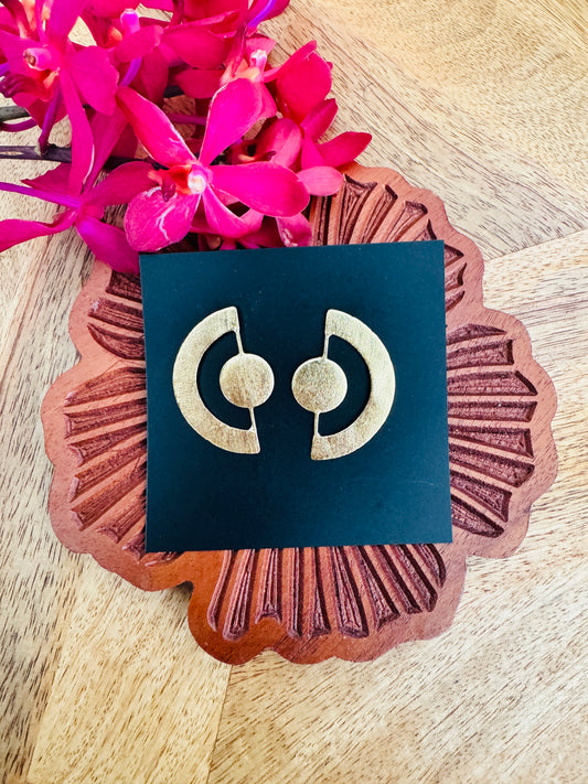 Brass earrings with - Shapes with matte finish