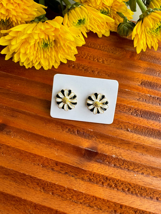 Black and white ear stud