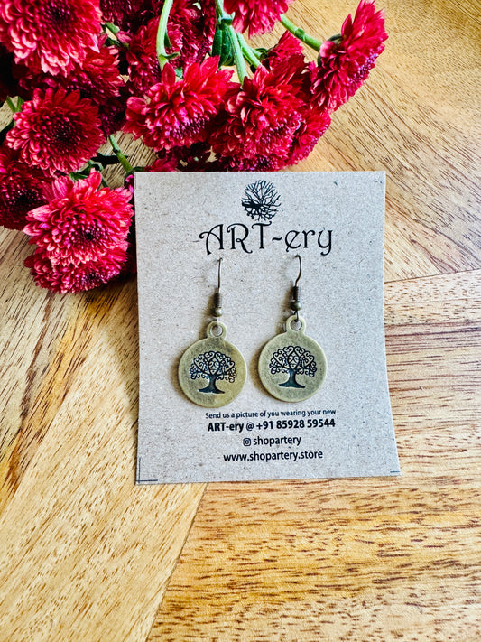 Miniature earring - Tree of life coin