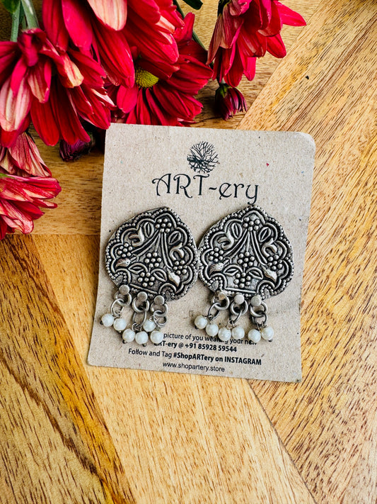 Oxidised big stud silver