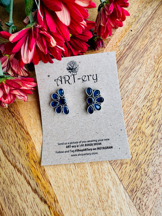 Blue semi circle stone stud