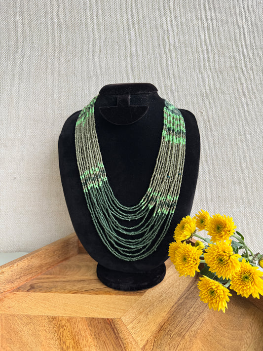 Multi-layer necklace with small beads - Green