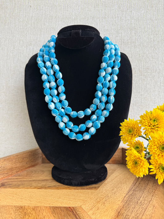 Fabric Necklace - Blue and White