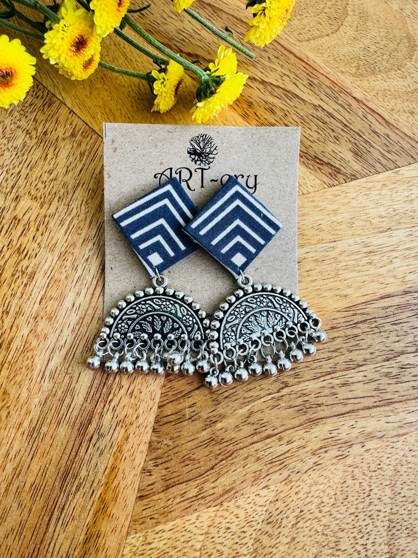 Handcrafted Fabric Statement Earrings | Boho Ethnic Earrings for Women -