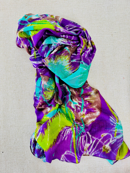 Lightweight Printed Poly-Cotton Scarf for Women