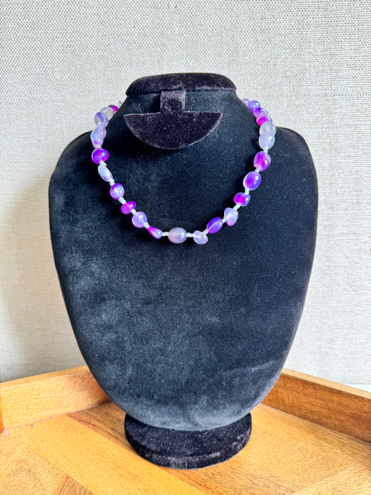 Short Natural Stone Necklace - Lavender
