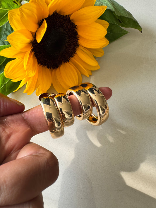 Anti tarnish statement gold earrings Large hoops