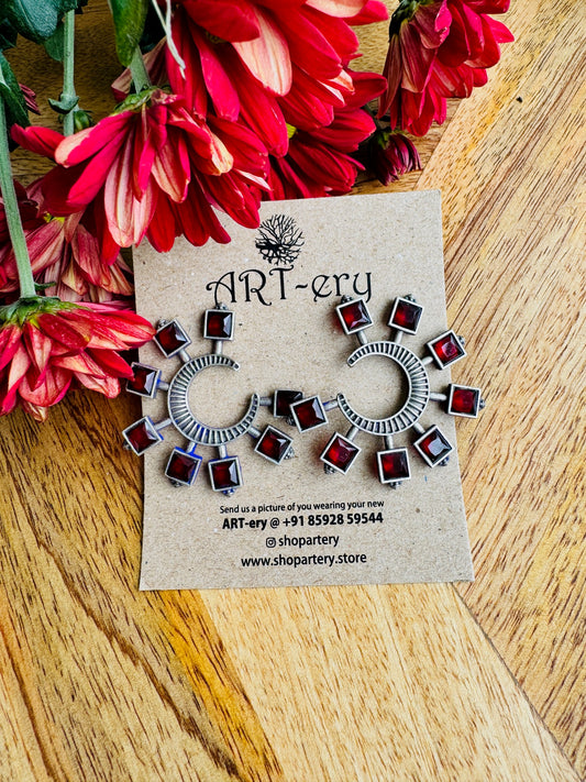 Big Red Semi circle earrings
