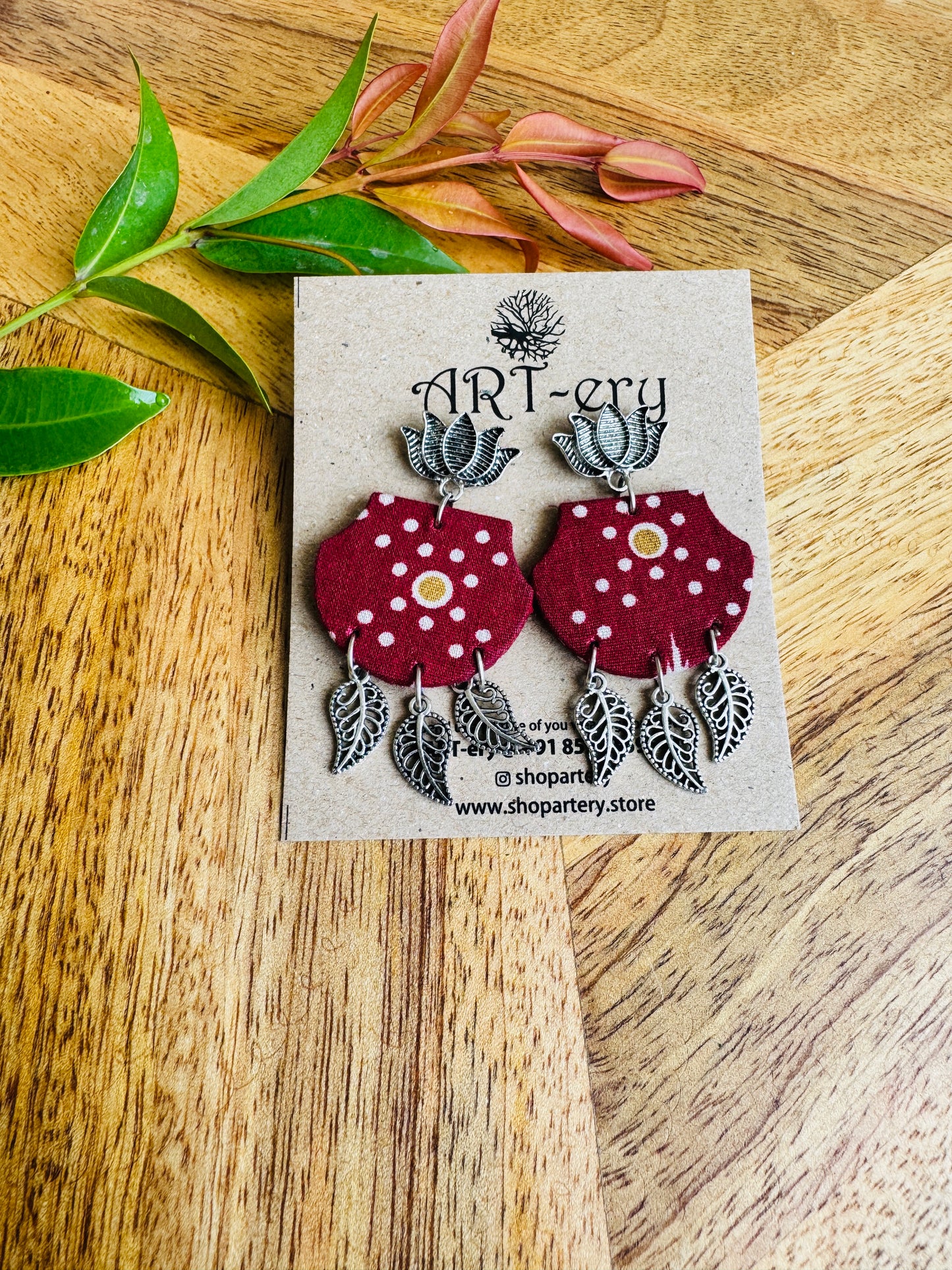 Lightweight Handmade Statement Jewellery - Maroon Lotus